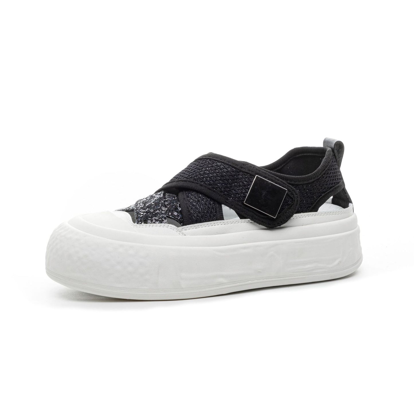 Women's White Hollow Summer Outdoor Velcro Plus Sandals