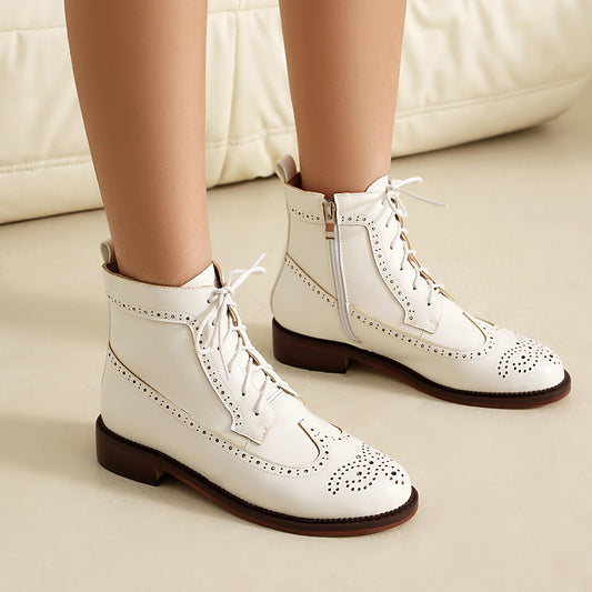 Large Size Spring Chelsea Vintage British Burnt Martin Women's Leather Boots