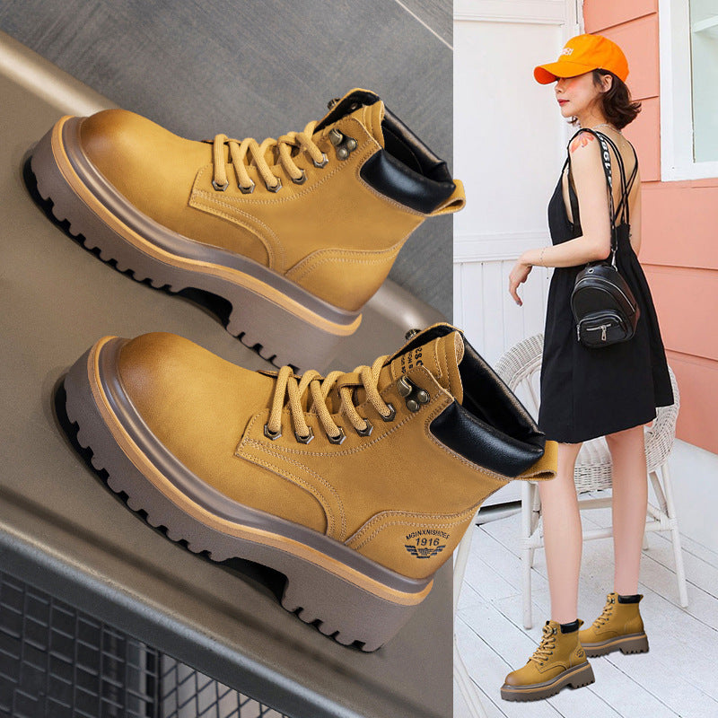 Women's Martin For Retro British Style Ankle Locomotive Worker Boots