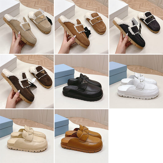 Buckle Bread Toe Cap Semi Outer Wear Warm Slippers