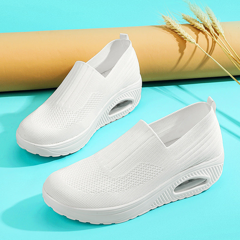 Women's Plus Size Slip-on Platform Air Cushion Mesh Casual Shoes