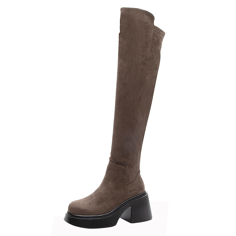 Over The Knee Female Knee-high Stretch Chunky Boots