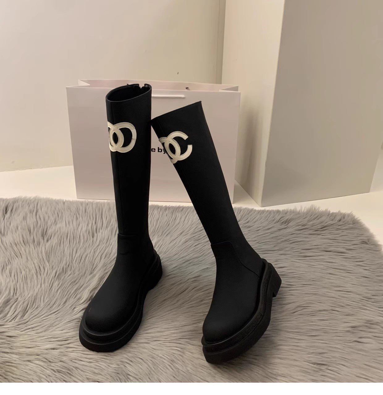 Women's Early Autumn Classic Style Thick Bottom Knee-high Boots