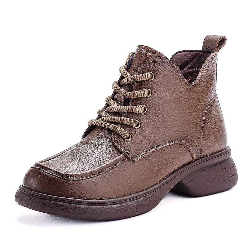 Women's Full Cowhide Autumn Short Fat Feet Martin Boots
