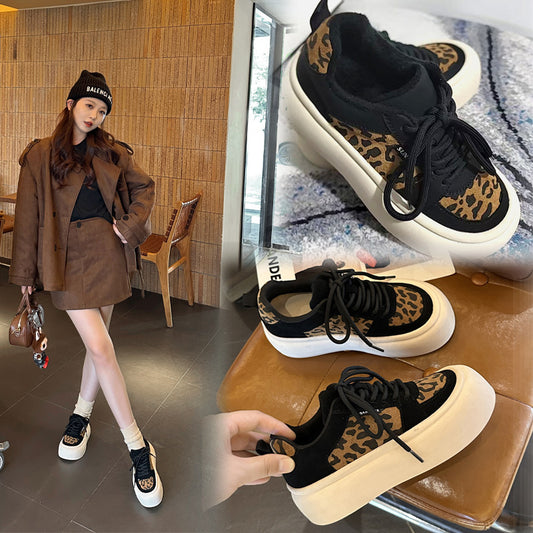 Women's Genuine Leopard Print Lightweight Raise The Sneakers