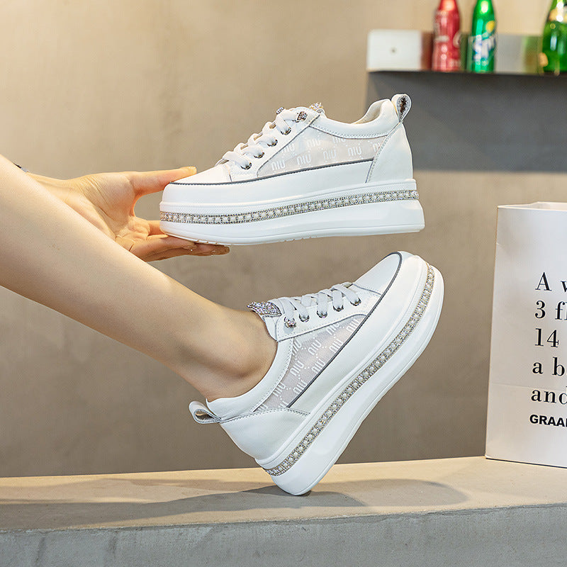 Women's Surface White Summer Thin Inner Height Casual Shoes