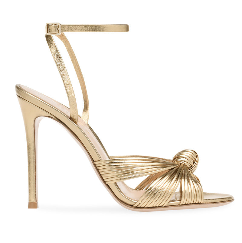 Women's Plus Size Light Gold Stiletto Fashion High Heeled Sandals