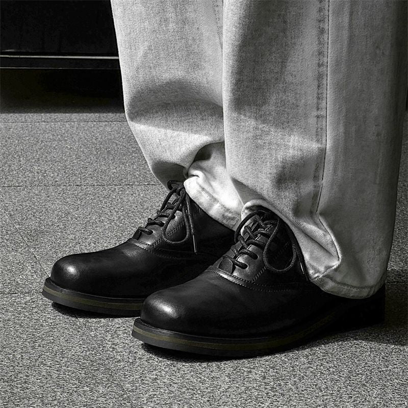 Men's Retro Commuter British Invisible Thick Bottom Heightened Trendy Leather Shoes