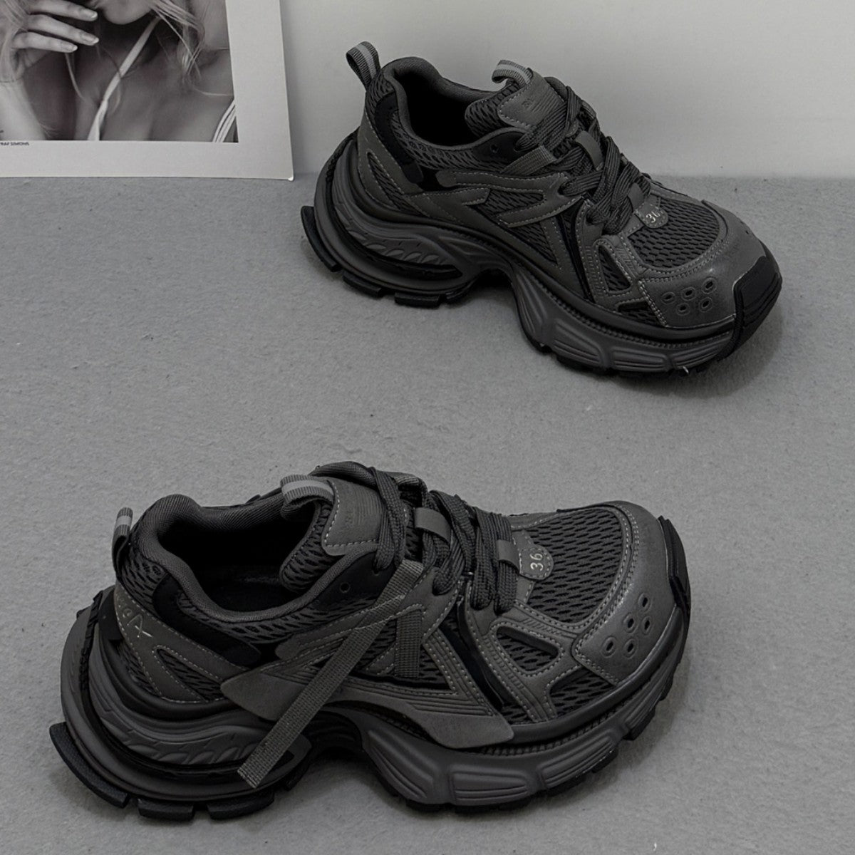 Women's Cowhide Version Authentic Clunky Veet Padded Thick Women's Sports Shoes