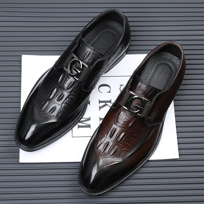 Men's First Layer Cowhide Business Fashion Soft Leather Shoes