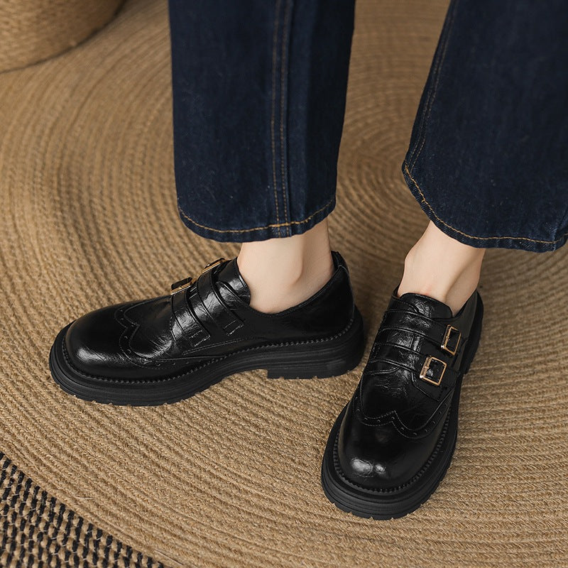 Women's Size Belt Buckle Platform Round Toe Women's Fashion Shoes