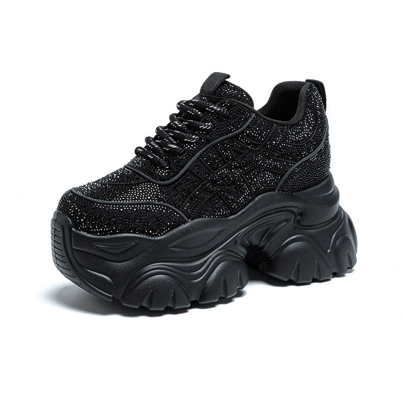 Women's Platform Dad Rhinestone Height Increasing Women's Casual Shoes
