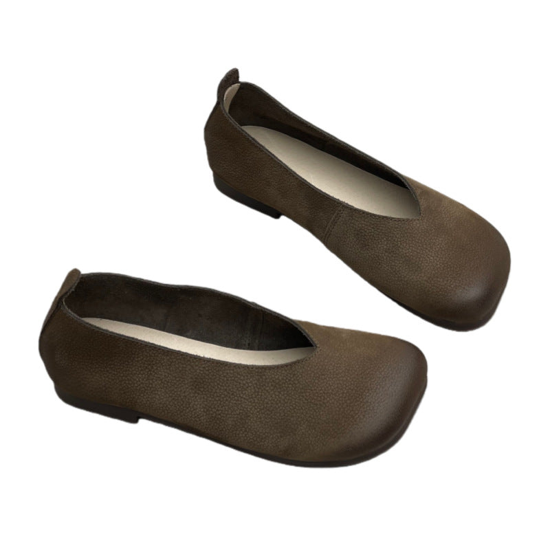 Women's Artistic Crafts Low-cut Authentic Pumps Square Head Flat Women's Casual Shoes