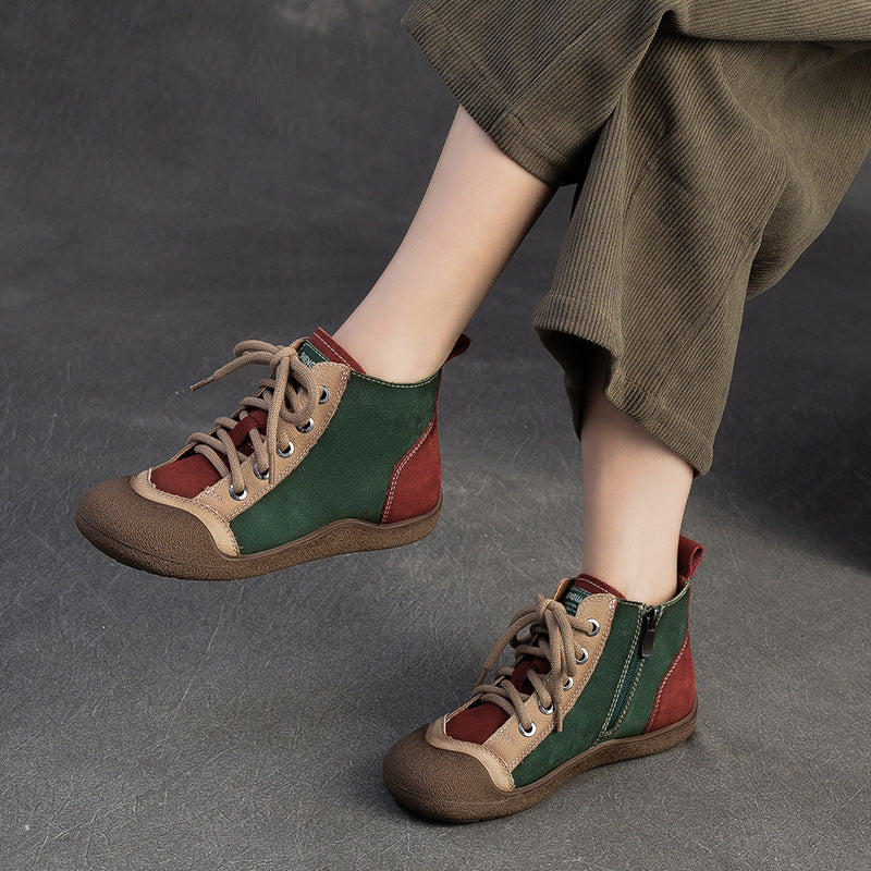 Women's Color Matching Top Layer Lightweight Single-layer Ankle Comfortable Fashion Women's Casual Shoes