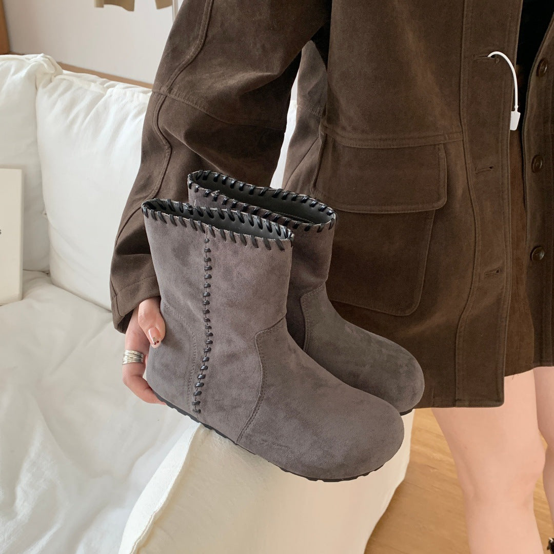 Women's Ethnic Style Retro Soft Martin With Skirt Western Inner Women's Leather Boots
