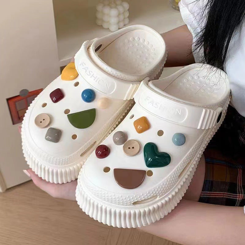 Beach Cartoon Cute Platform Two-way Summer Women's Shoes