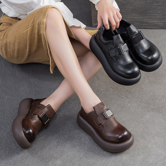 Women's Platform First Layer Cowhide Pumps Fashion Comfortable Women's Casual Shoes