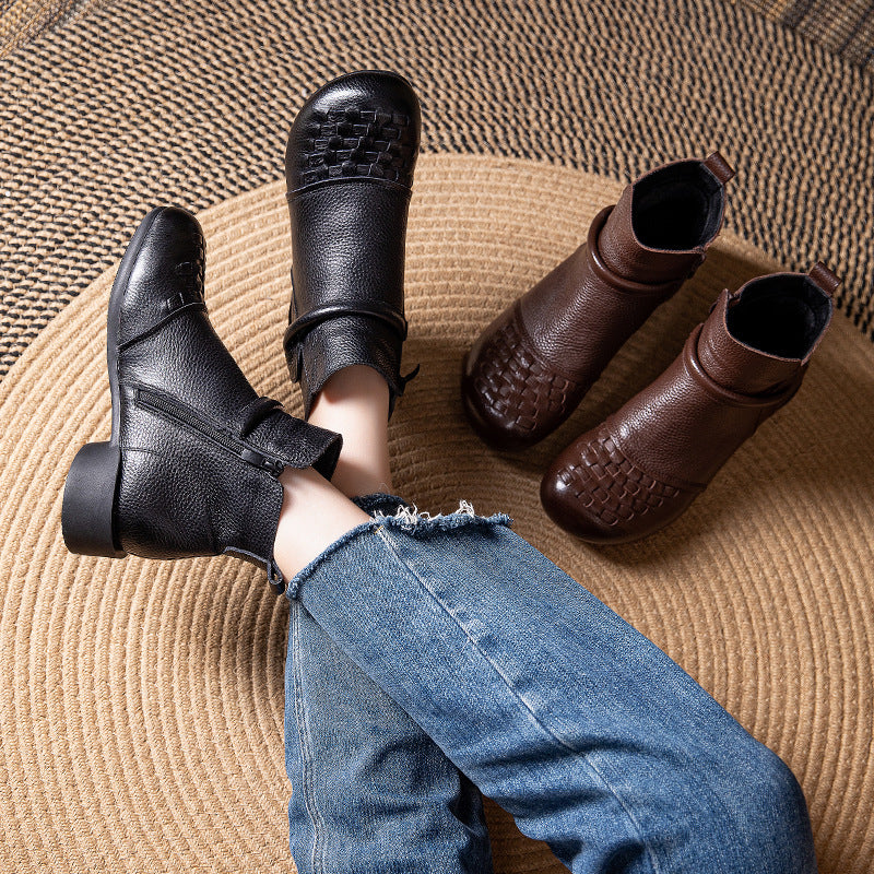 Women's Ethnic Style Warm Round Toe Mother Martin Winter Chunky Women's Cotton Shoes