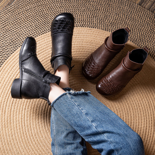 Women's Ethnic Style Warm Round Toe Mother Martin Winter Chunky Women's Cotton Shoes