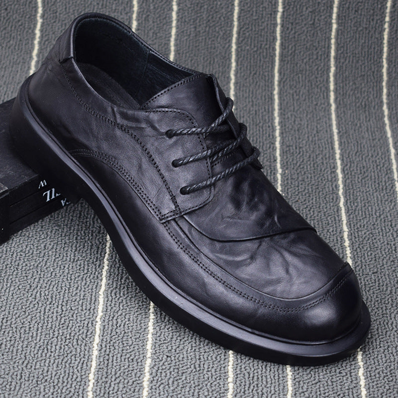 Men's Business Autumn Soft Bottom Surface Lace Up Round Leather Shoes