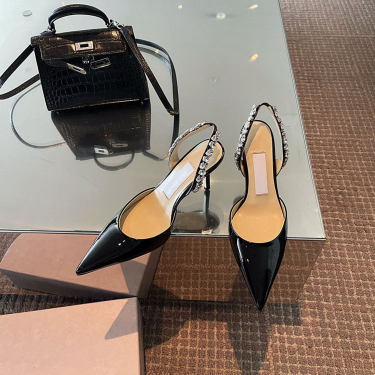 Stiletto High Closed Toe Rhinestone Paint Sandals