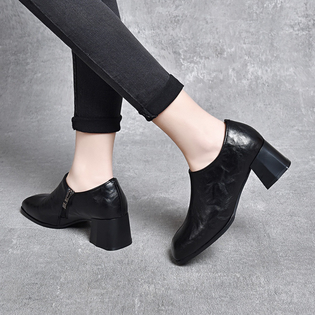 Women's Mid Pumps Spring Square Head Classy Chunky Heels
