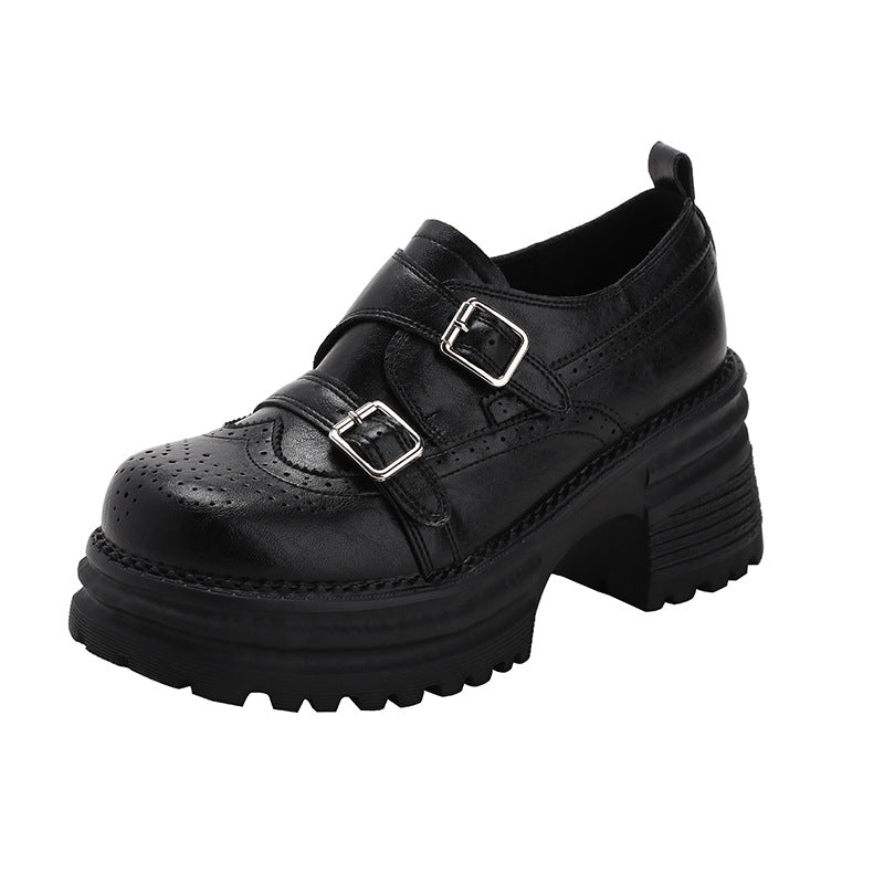 Women's Vintage Engraving Brogue Spring British Style Thick Bottom Loafers