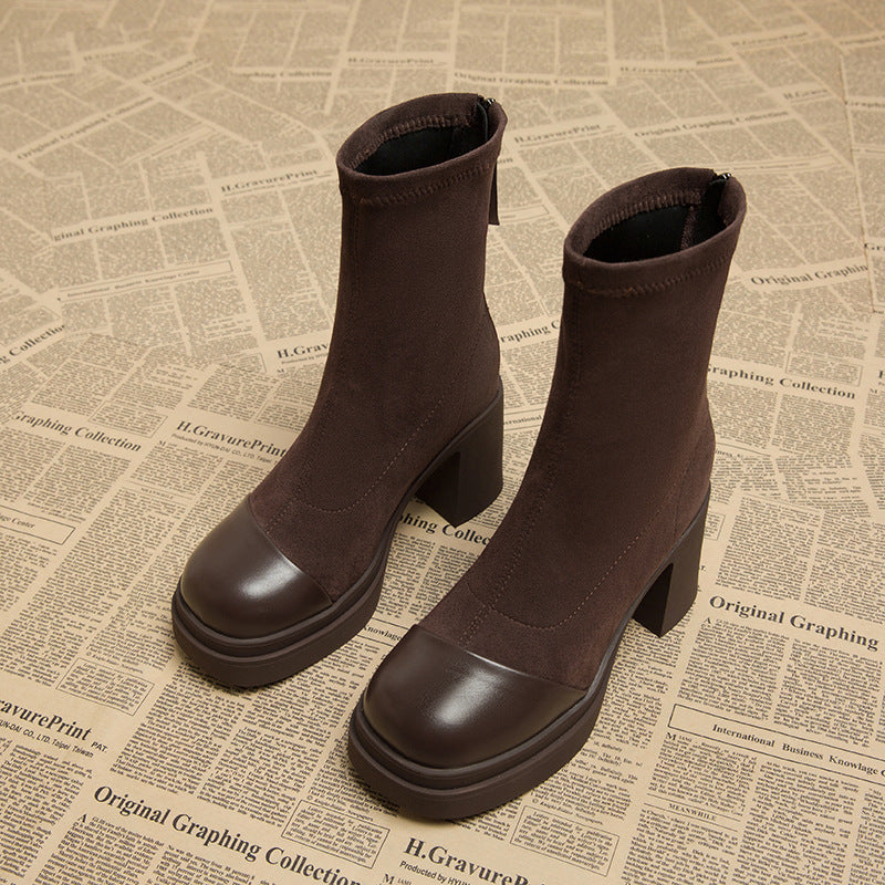 Women's Pick Up Popular Suede High Ankle Heels