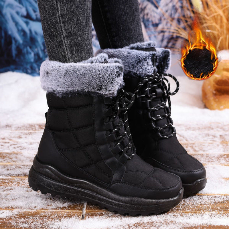 Women's Northeast Winter Fleece-lined Thick High Warm Waterproof Women's Snow Boots