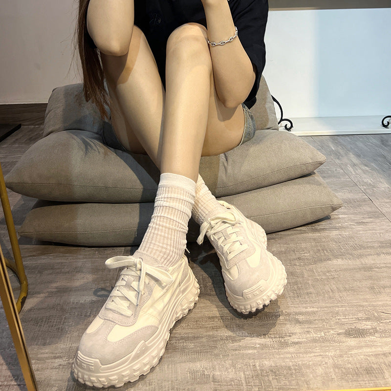 Women's Platform Ballet Style Training Breathable Small-sized White Sports Dad Women's Casual Shoes
