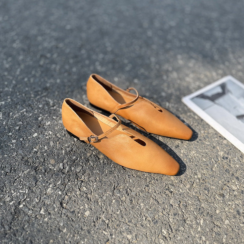 Women's Buckle Square Toe Flat Low-cut Pumps Women's Fashion Shoes