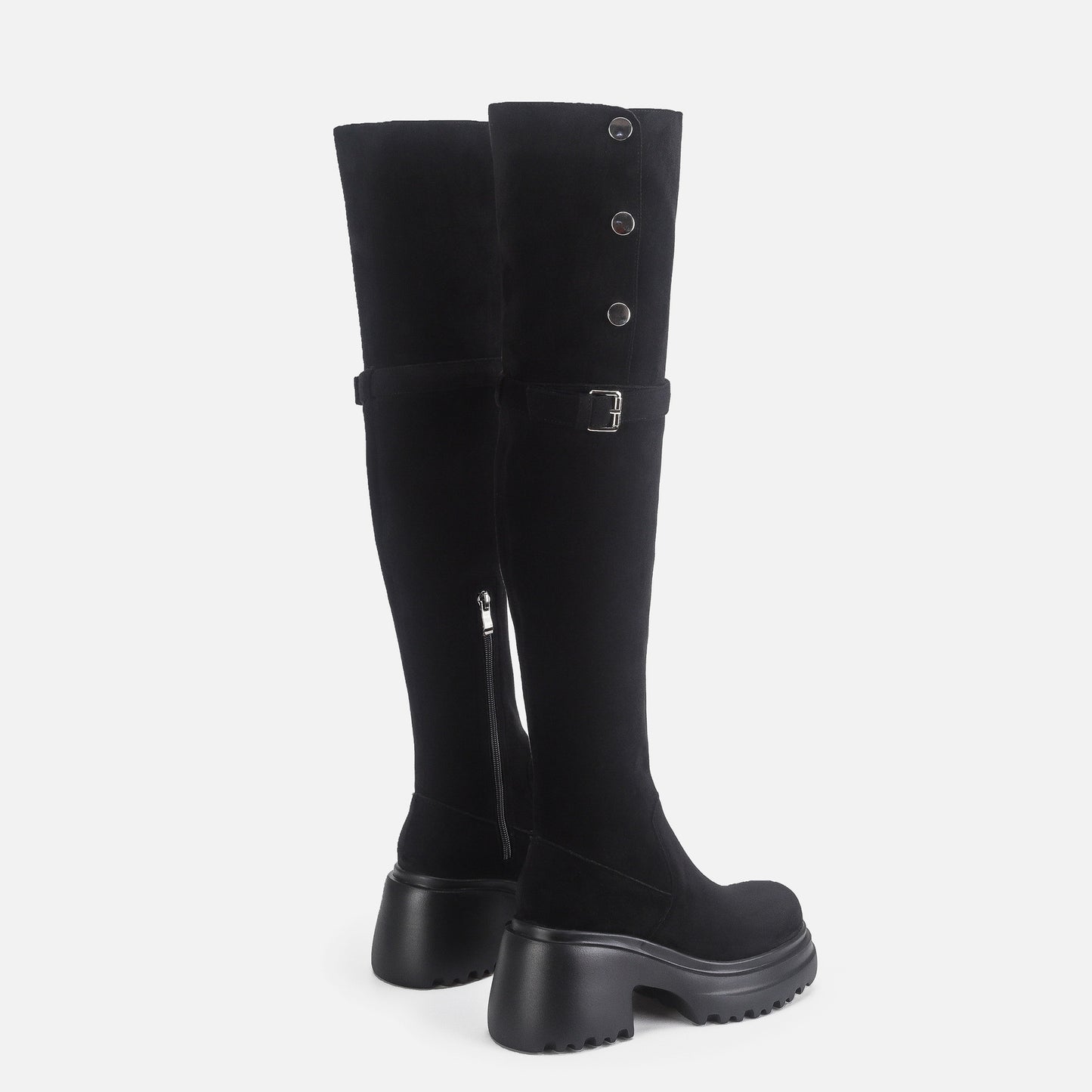 Women's Retro Western Cowboy Black Suede Over Boots