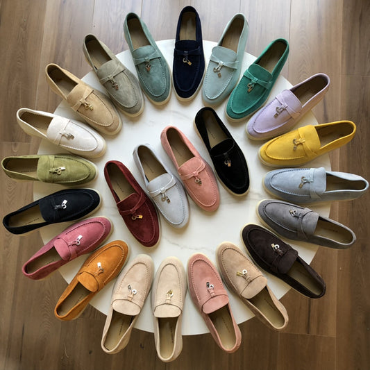 Women's Channel Top Plate Slip-on Pumps Flat Bottom England Style Tassel Loafers
