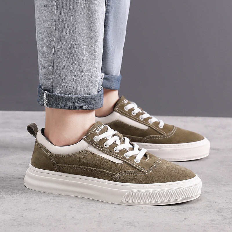 Men's Frosted Mercerized Cowhide Simple Black Vintage Skateboard Men's Casual Shoes
