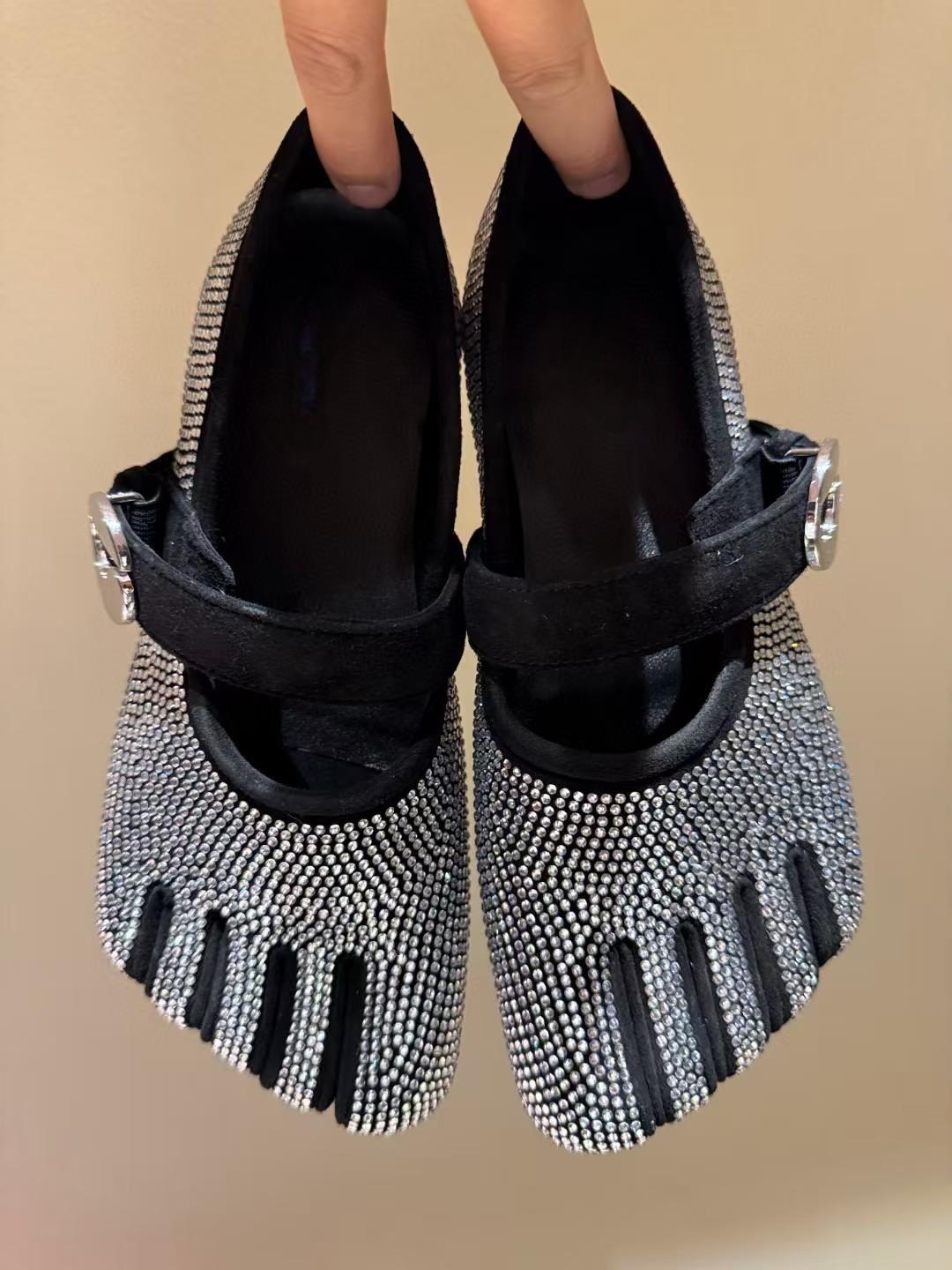 Women's Summer Square Head Shallow Mouth Flat Strap Velcro French Vintage Women's Fashion Shoes