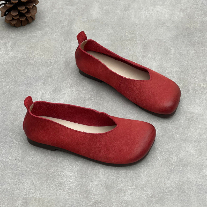 Women's Artistic Crafts Low-cut Authentic Pumps Square Head Flat Women's Casual Shoes