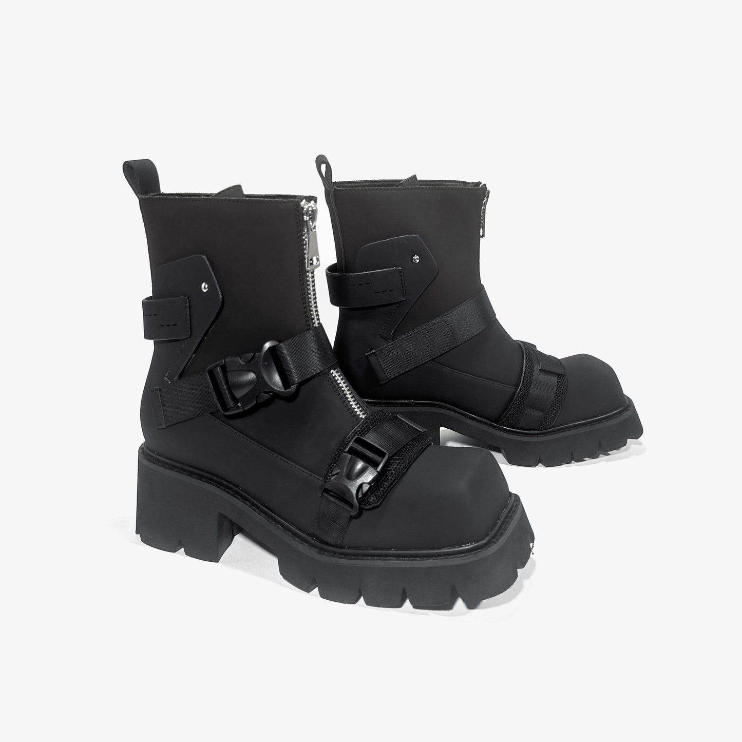 Tide Square Head Niche Black Warrior Mobile Boots