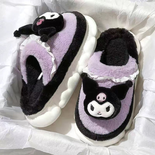 Cotton Heart Winter Home Cute Warm Slugged Sandals