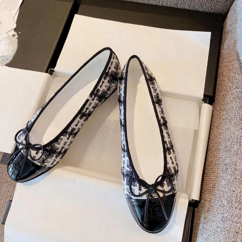 Women's Classic Ballet Bow Round Toe Flats Low-cut Comfortable Loafers