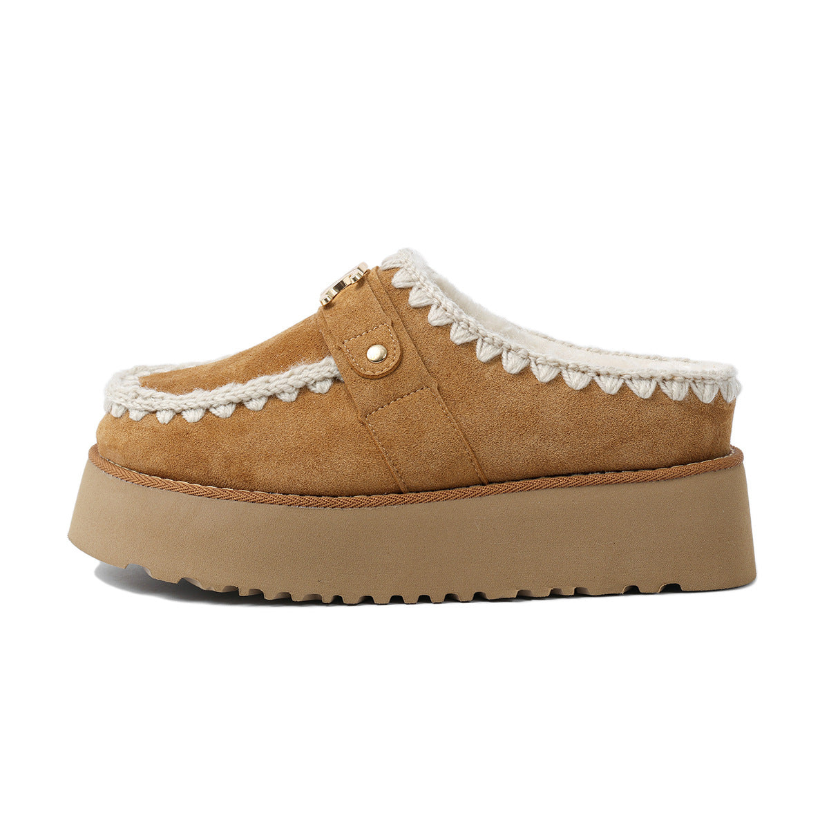 Arc Gold Buckle Thick Bottom Toe Women's Shoes