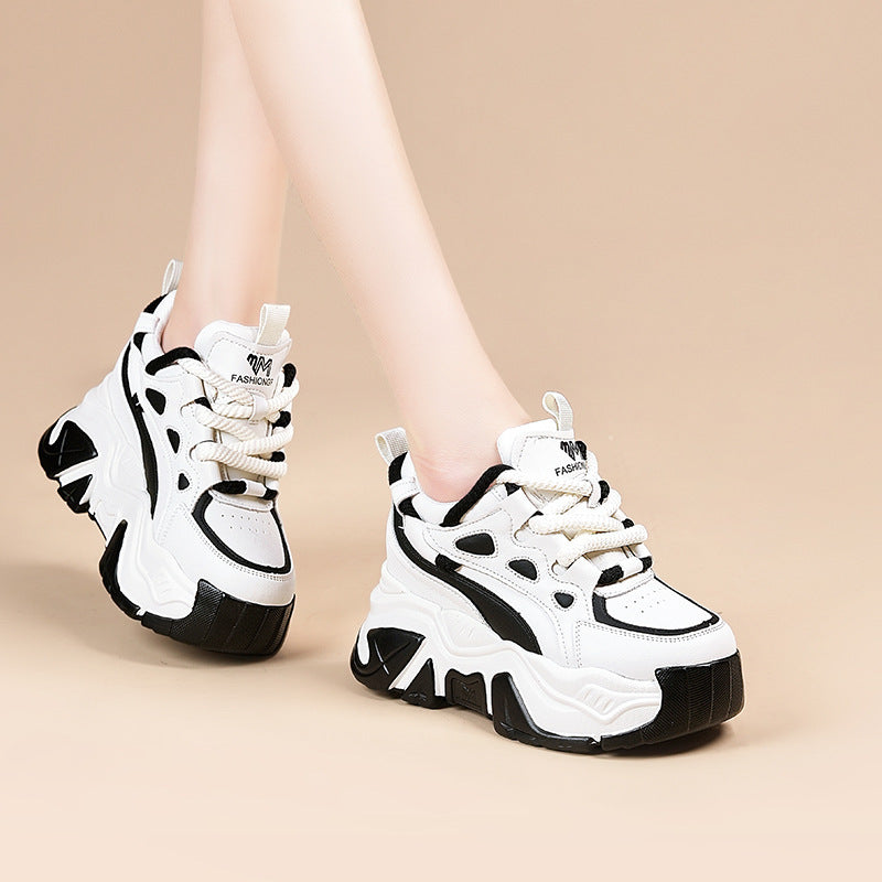 Women's Bottom Heightened Daddy Color Matching Small Fleece-lined Men's Shoes