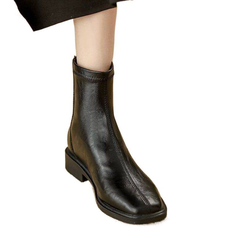 Women's Style Martin Skinny Chelsea Square Toe Fashionable Heels