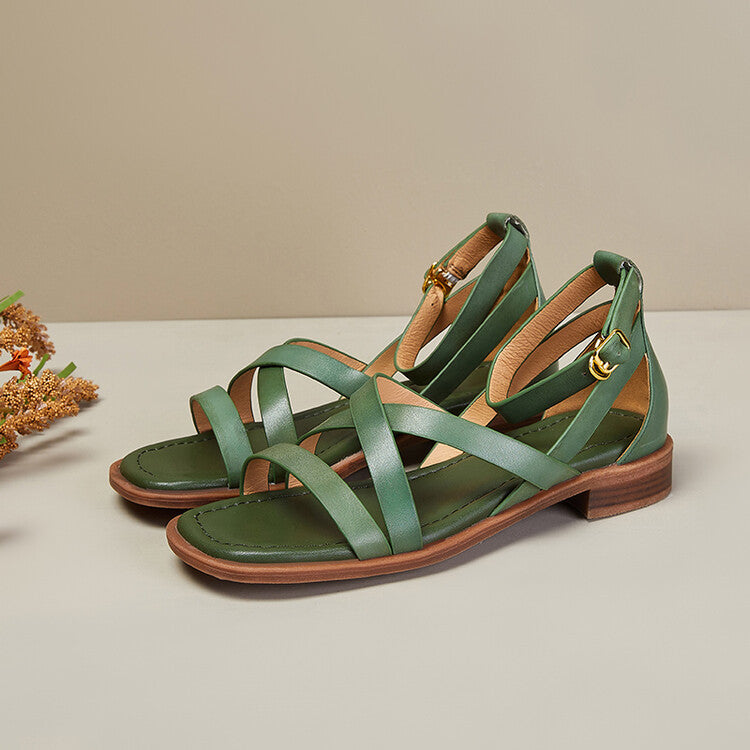 Women's Style Low Open Toe Round Pumps Summer Commute Leisure Flat Sandals