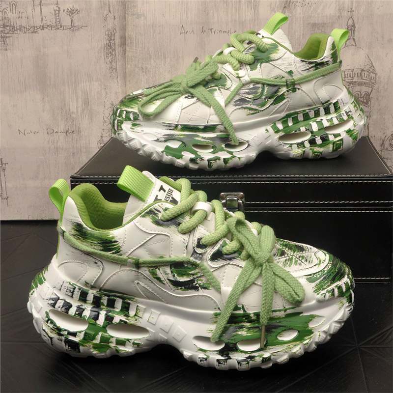 Men's Thick Bottom Inner Comfort Trend Green Men's Sports Shoes