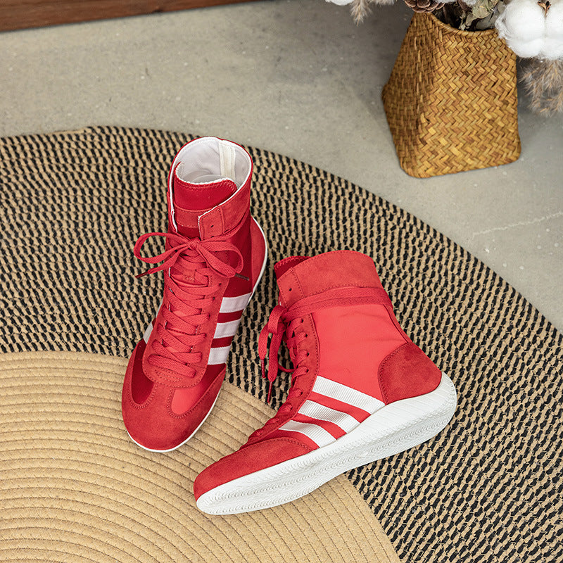 Women's Genuine Elevator Flat Boxing Round Toe Women's Casual Shoes