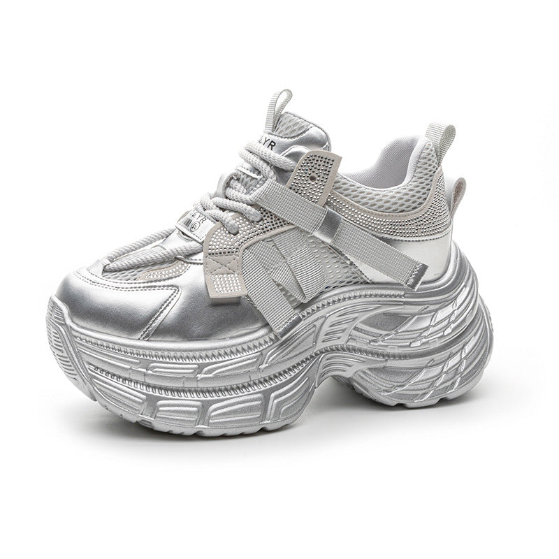 Women's & Men's Platform Height Increasing Insole Color Matching Rhinestone Men's Shoes