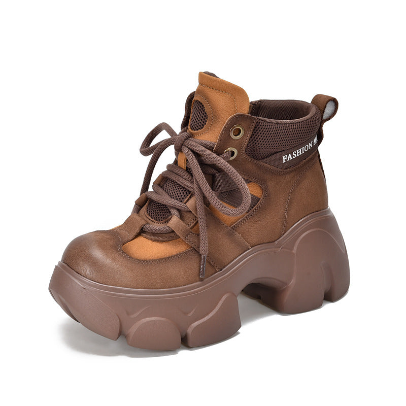 Women's Thick-soled Top Layer Martin With Cowhide Women's Leather Boots