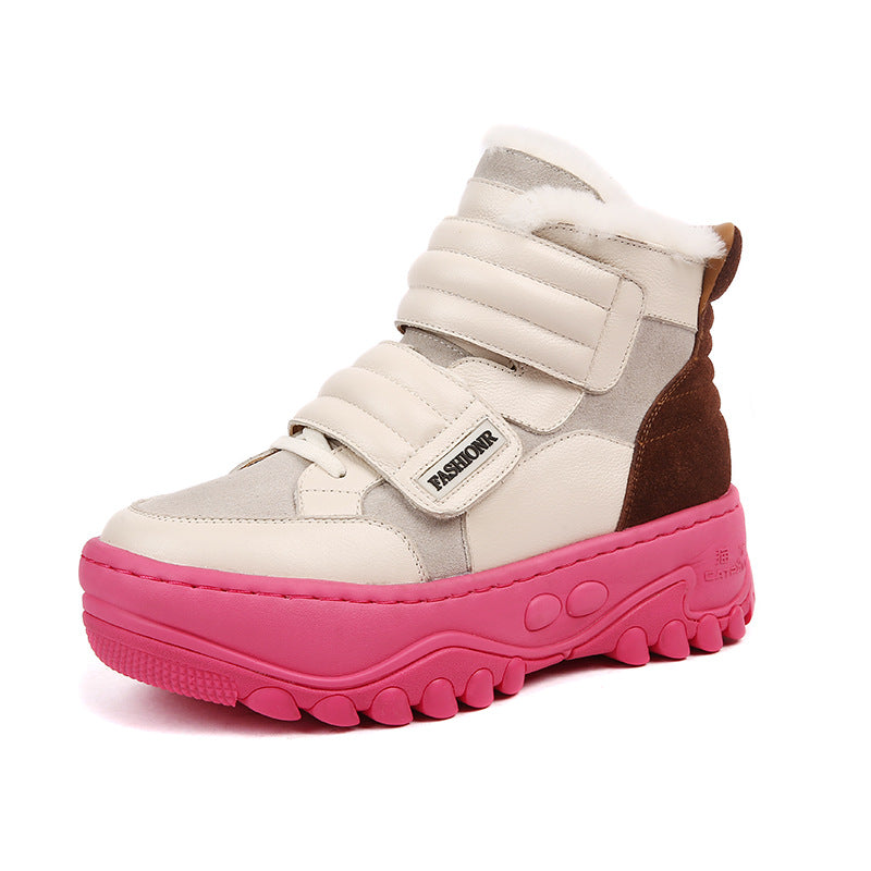 Women's Genuine Thick Bottom Velcro Sports Winter Snow Boots