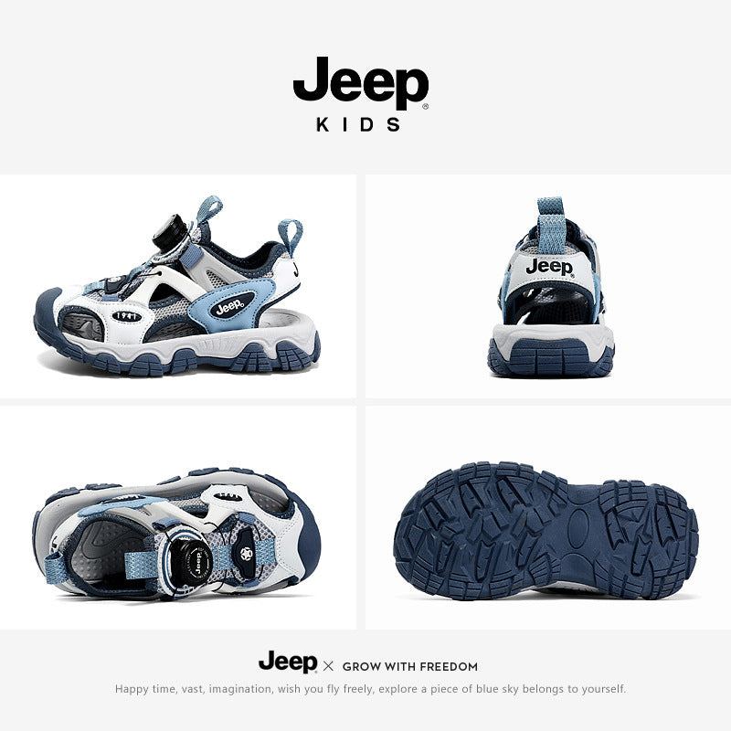 Children's Closed Toe Summer Hollow Button Breathable Kid's Sandals