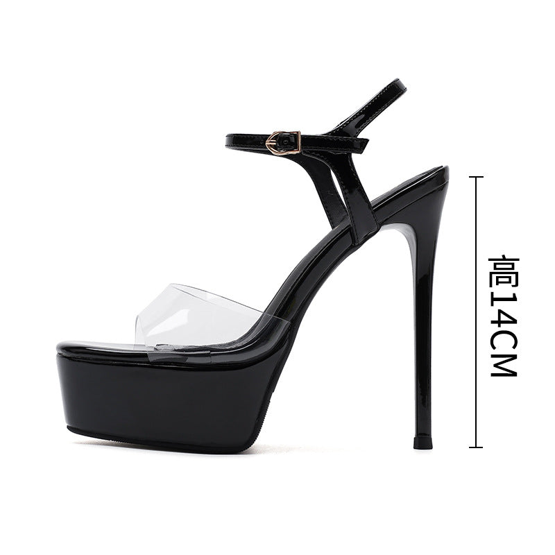 Women's Transparent Open Toe High-heeled Sexy Waterproof High Heeled Sandals